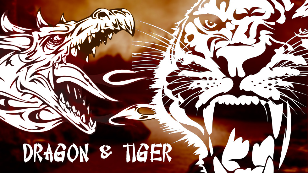 Год змеи тигр. Игра Dragon Tiger. Тигр и дракон. Дракон против тигра. Драконы тигр на заставку.